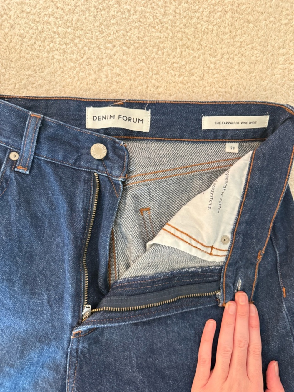 Aritzia Denim Forum Dark Blue High-Rise Wide Leg Jeans